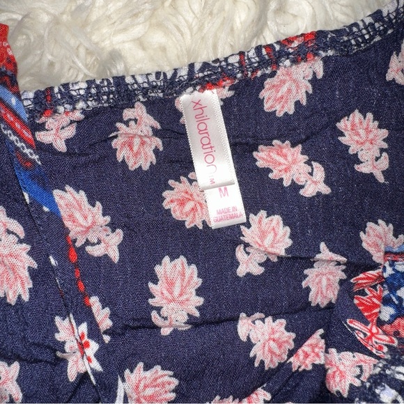 Xhilaration | NWT Asymmetrical Off Shoulder Flowy Ruffle Floral Latinx Print Top - Picture 7 of 12